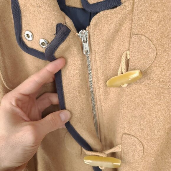 Tommy Hilfiger Jacket Womens Medium Brown Beige Full Zip Hooded 59% Wool - Picture 3 of 11